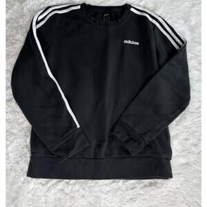 Adidas Logo Print Womens Black/White Crewneck Sweatshirt Size M‎ Long Sleeve